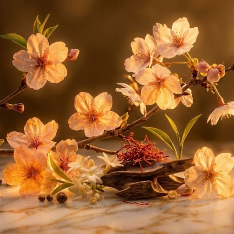Profumi primavera: erba fresca, natura, fiori che sbocciano, ciliegi